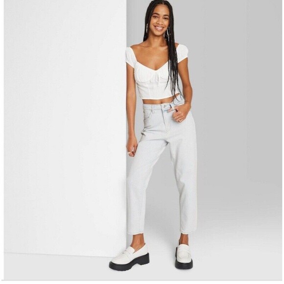 Wild Fable Women’s Ultra Light Wash Super-High Rise Tapered Jeans Size 0 New! - Picture 2 of 11